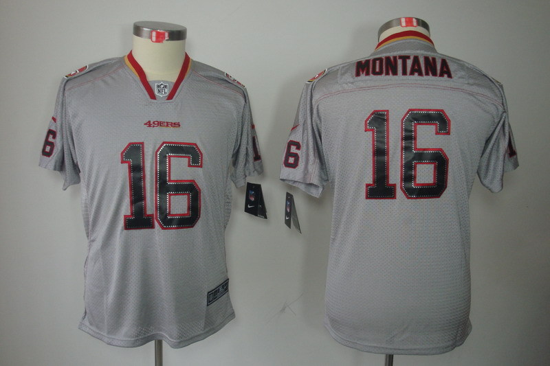 Youth San Francisco 49ers #16 montana Grey style2 NFL Nike Jerseys